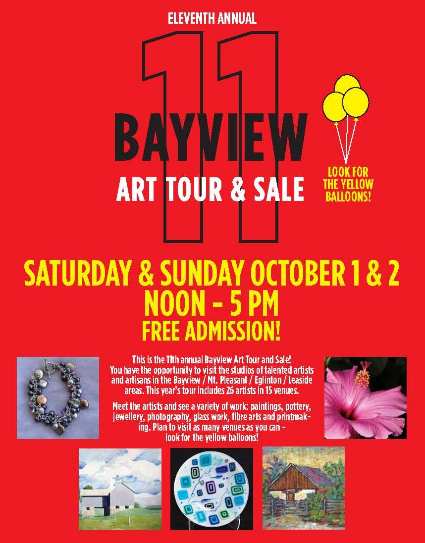 A poster for the bayview art tour and sale.