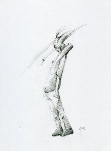 A drawing of a person 's arm and leg