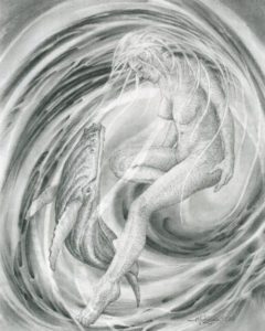 Deep Weaver Between Spaces - 2017 8” x 10” graphite