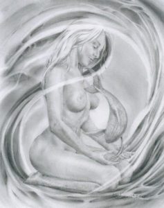 Deep Weaver Whale Visit - 2017 8” x 10” graphite