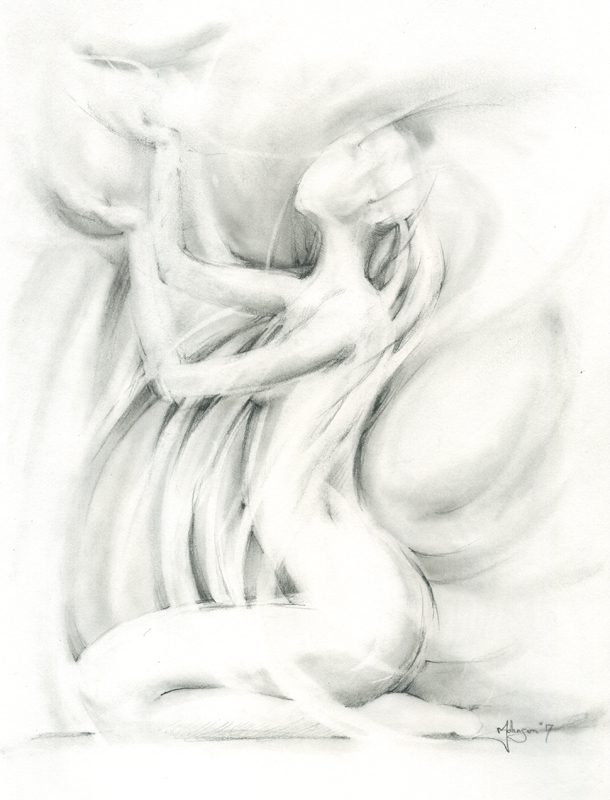 A black and white photo of some swirling shapes.