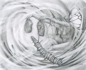 Passages II 2018 -10" x 8" pencil & graphite powder