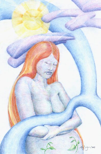 Water ; a colour pencil drawing of the connections that flow through and around us.