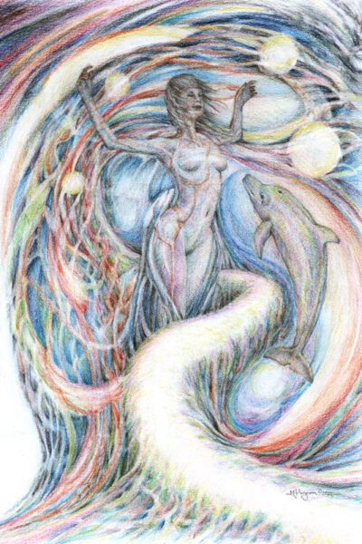 Sharing Space ; 8"x12" colour pencils & pencil drawing