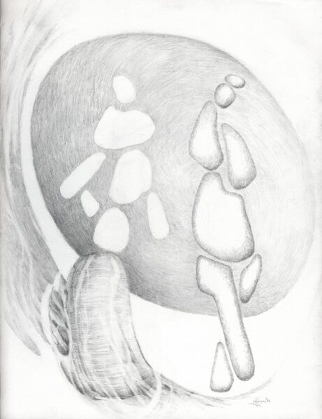 Figures in an Abstract Sort of Way ; pencil drawing