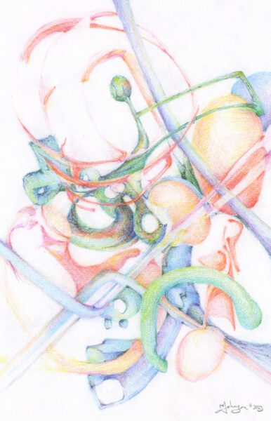 Shape and colour play, a sketchbook automatic drawing.