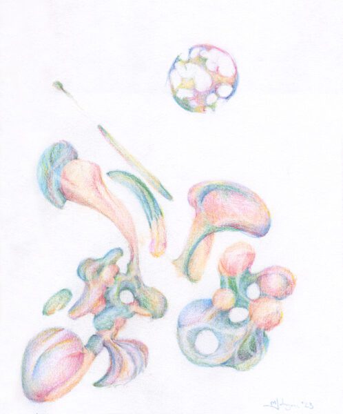 Shape and colour play, a sketchbook automatic drawing.