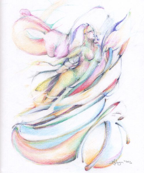 Shape and colour play, a sketchbook automatic drawing.